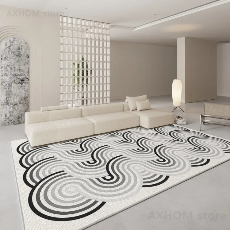 French Cream Living Room Carpet Striped Gradient Wave Rug Minimalist Geometric Decorative Rugs Easy Care Bedroom Carpets Ковер