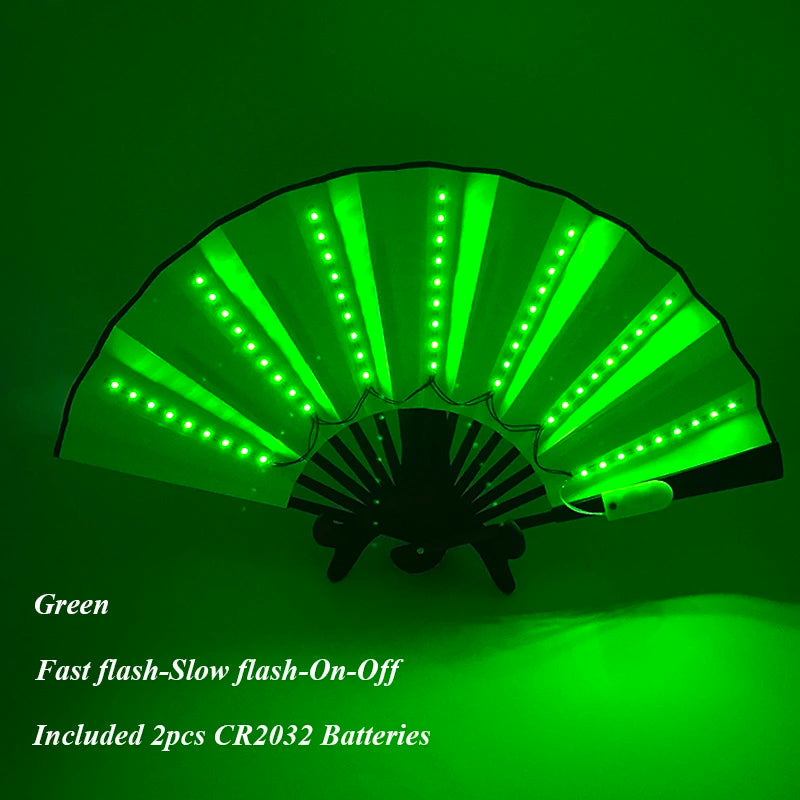 Halloween Carnival party lighting supplies 10inches  LED neon light rave fan  folding luminous fan glowing in the party