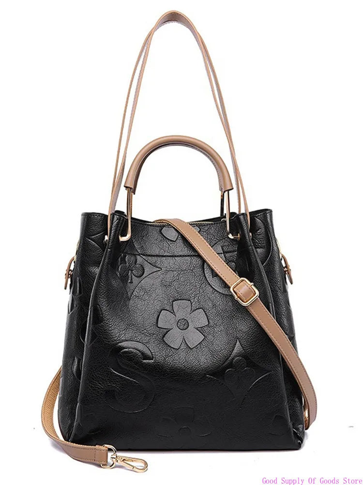 New Bag: Bucket Bag, Fashionable Texture, Embossed Women's Handbag, Large Capacity Mother and Child Bucket Bag, Mommy Bag