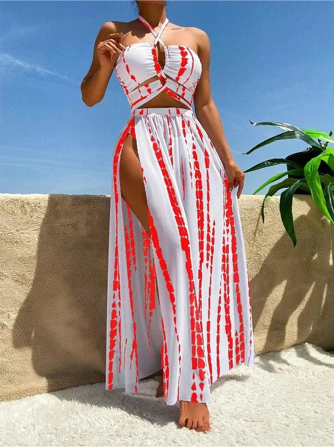 New Hot Sale Of The Season Women's Bikini Swimsuit Three-Piece Set Printed Separate Design Swimming Costume Female Fashionable B