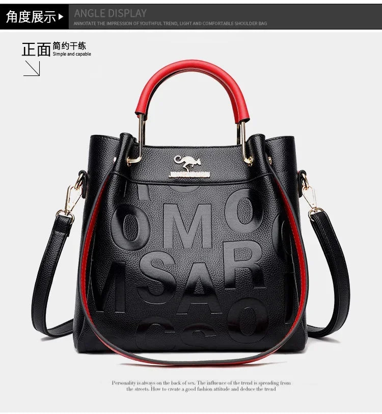 2025 New Crossbody Bag Large Capacity Popular on The Internet Same Western Style Soft Leather Embossed Shoulder Handbag