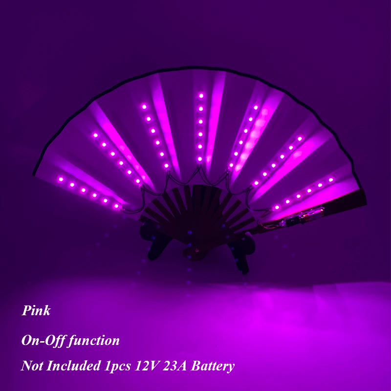 Halloween Carnival party lighting supplies 10inches  LED neon light rave fan  folding luminous fan glowing in the party