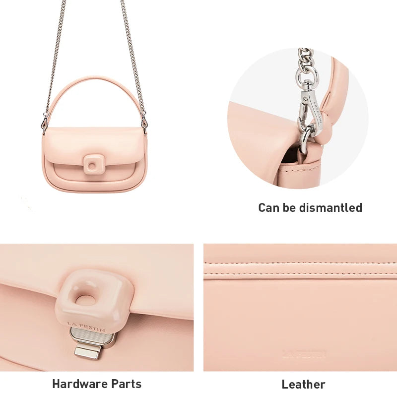 LA FESTIN Designer Women's bag Small Bag 2024 New Crossbody Shoulder Messenger Bag Women's Leather Bag Handbag Fashion Bag