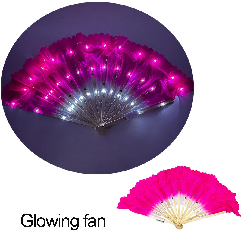 Halloween Carnival party lighting supplies 10inches  LED neon light rave fan  folding luminous fan glowing in the party