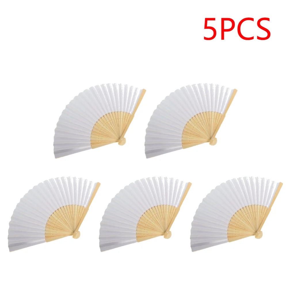 Foldable Bamboo Fans, 50-1pcs Eastern Style Handheld Fan Japanese Chinese Fan for DIY Decoration Wedding Dancing Party Favors
