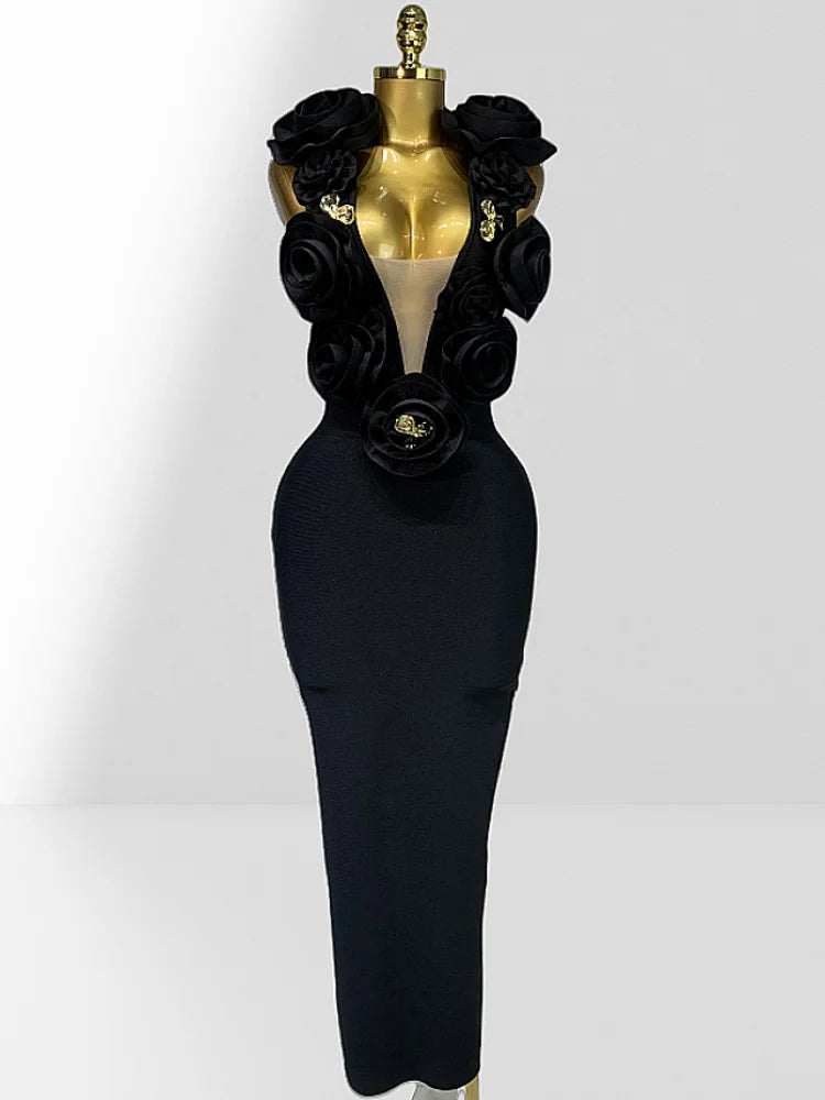 Red And Black Sexy Plow Cut Package Hip Floor Length Dress Graceful Woman Party Dress Cocktail Party Outfit