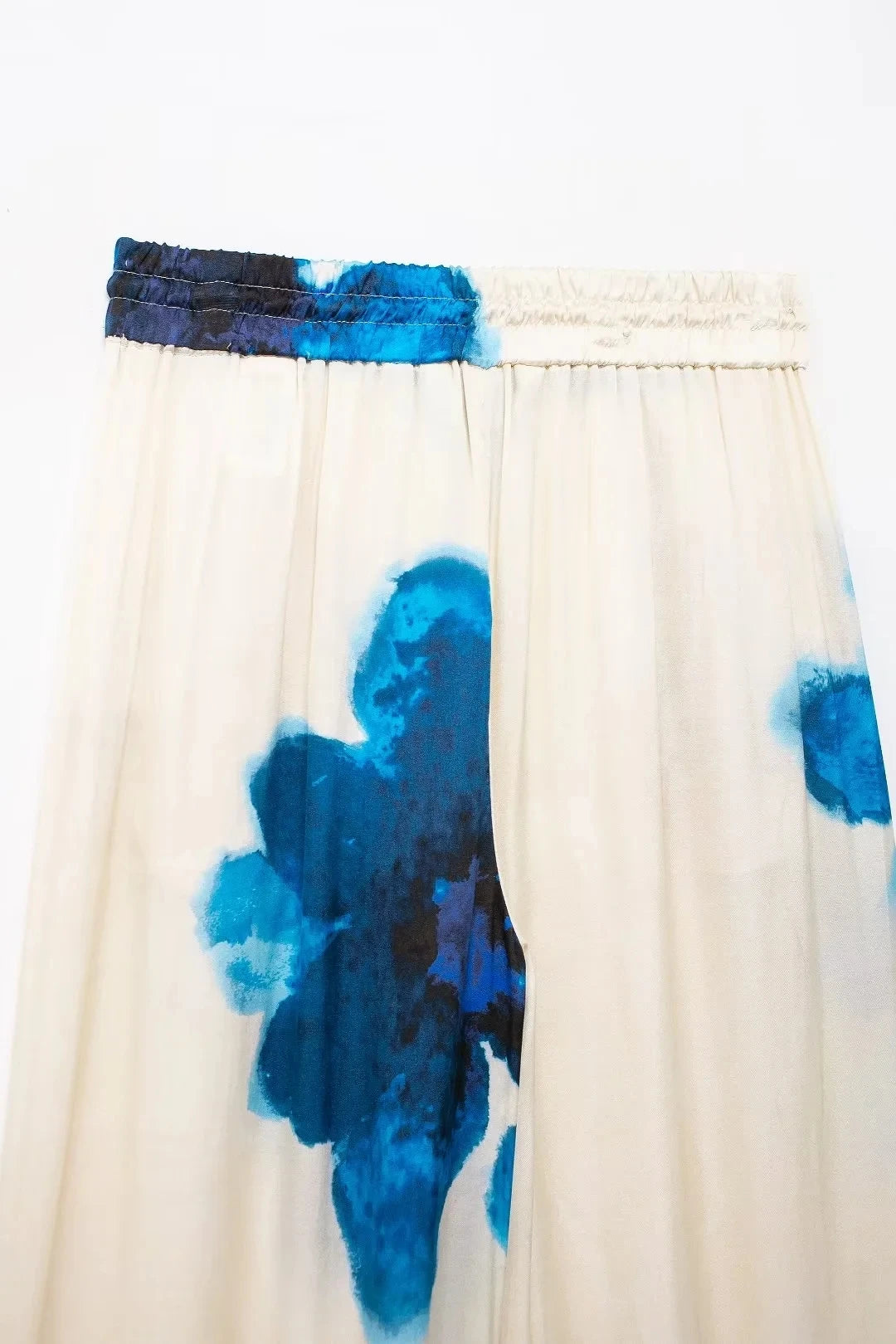 TRAFZA Women Fashion Floral Print Wide Leg Pants Loose Casual High Waist Drawstring Trousers Elegant Woman High Street Pant