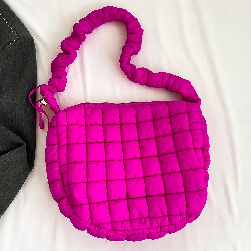 Lattice Pattern Shoulder Crossbody Bags Pleated Bubble Handbags Women Large Capacity Tote Bags Padded Ladies Quilted Shopper Bag