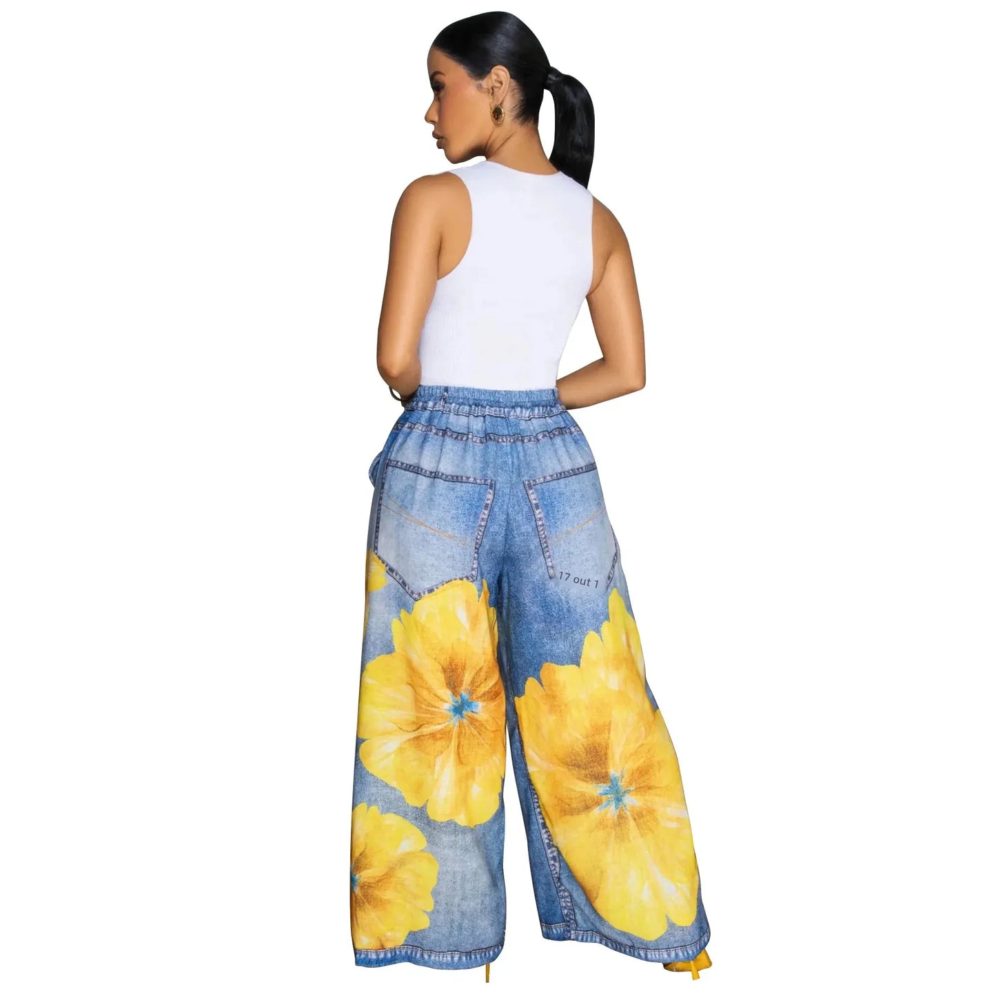 Casual Printed Wide Leg Pants Women's Loose Fit Trousers Comfortable Fashionable Female Clothing Long Pants from Mainland China