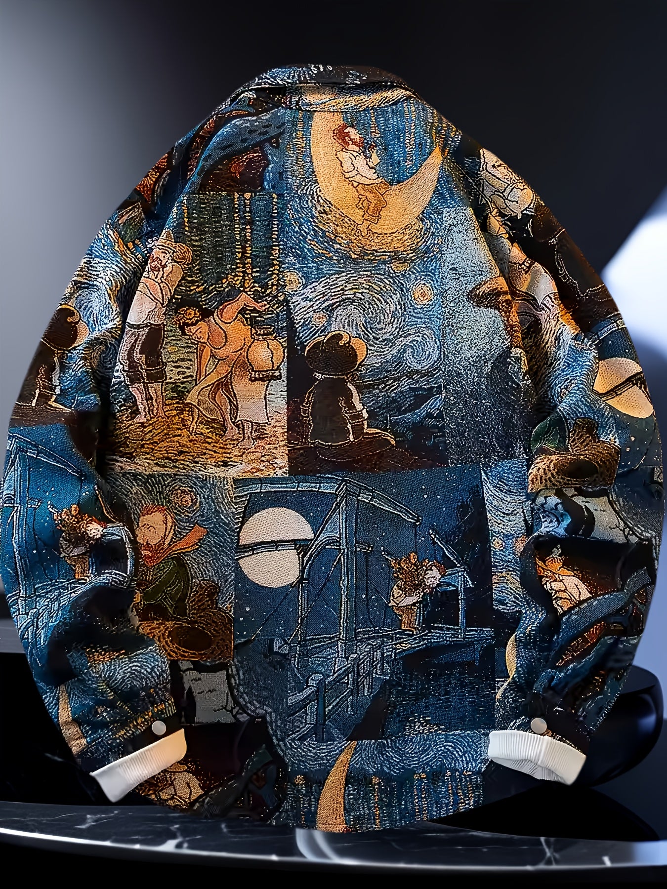 Men's slim-fit long-sleeve shirt - Van Gogh-inspired art buttons top, suitable for both formal and casual wear, machine washable polyester suit alternative - an ideal gift for art enthusiasts, street-style fashion outfit, ver