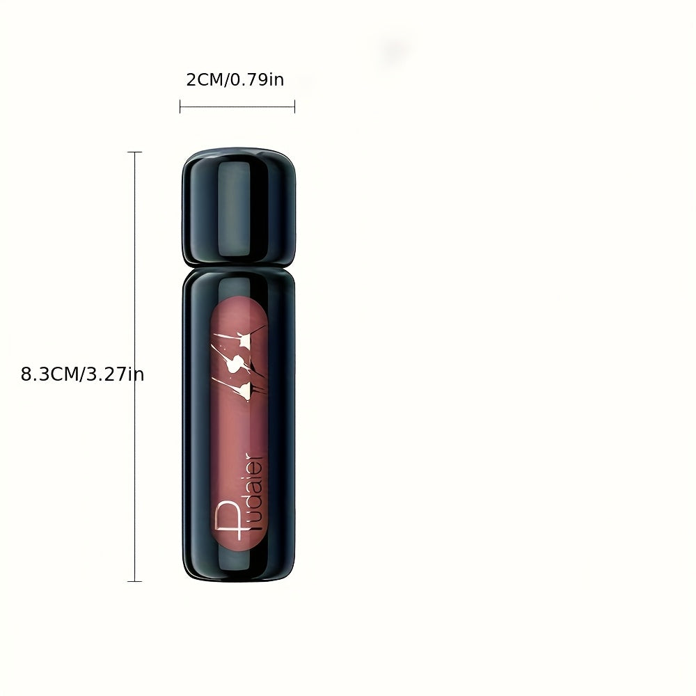 Pudaier Velvet matte Liquid Lip Gloss High Lip Paste, -transfer and long-lasting. 5pcs of deep berry and nude shade suitable for all Light Beige tones. Moisturizing and non-drying formula, perfect gift set for Halloween and C