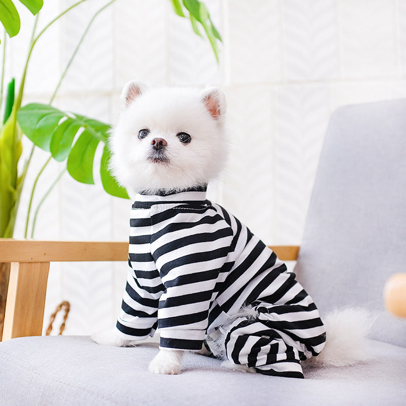 [Small Cozy Pajamas Ultimate Comfort] Cozy Striped Pajamas For Small Dogs And Cats - Soft Stretch Fabric For Ultimate Comfort
