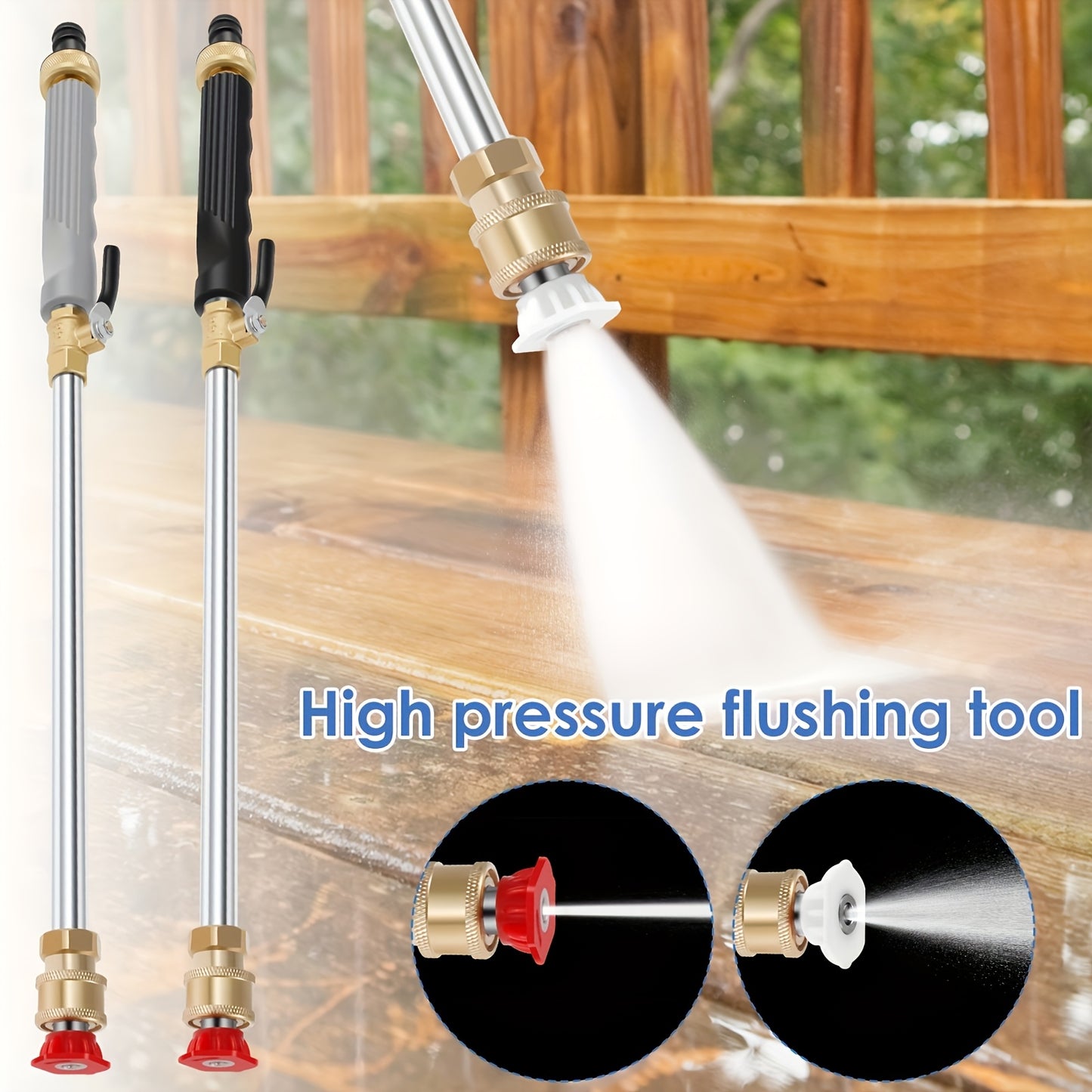 Heavy Duty Multifunctional 1pc High Pressure Cleaning Rod with 2 Hose Nozzles - Efficient Car And Yard Cleaning - Durable Aluminum Alloy Material, Multi-Functional Watering Tool, Compatible Most Hydro Jets, Garden Watering