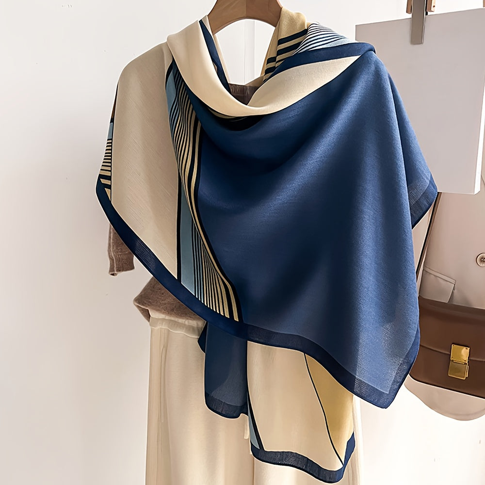 1/2pcs Color-Block Fashion Geometric Plaid Scarf, Durable Medium Thickness Warm Neck Warmer and Stylish Shawl for Air Conditioned Rooms