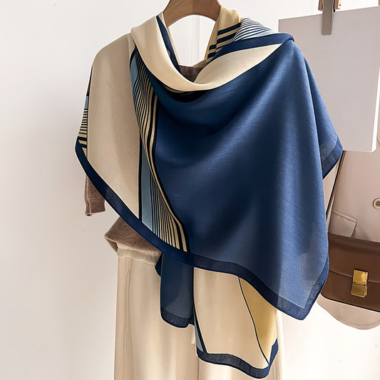 1/2pcs Color-Block Fashion Geometric Plaid Scarf, Durable Medium Thickness Warm Neck Warmer and Stylish Shawl for Air Conditioned Rooms