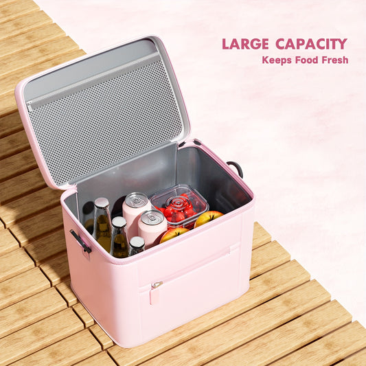 [Stylish, MEOKY Lunch Bag] Stylish, Durable Polyester, MEOKY Large Capacity Insulated Lunch Bag - Pink, Keeps Food Fresh, Hand Washable, Rectangular Design for Easy Portion Control, Perfect for Picnics, Office, or School, Lun