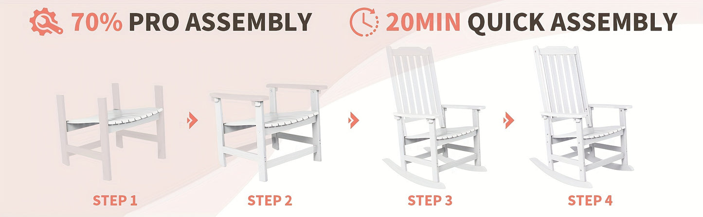 Patio Rocking Chair Set of 2 or Set of 4, Oversized Rocker Chair for Adult, All Weather Rocking Chair Outdoor, High Back Porch Rocker, Rocking Chairs for Garden, Backyard