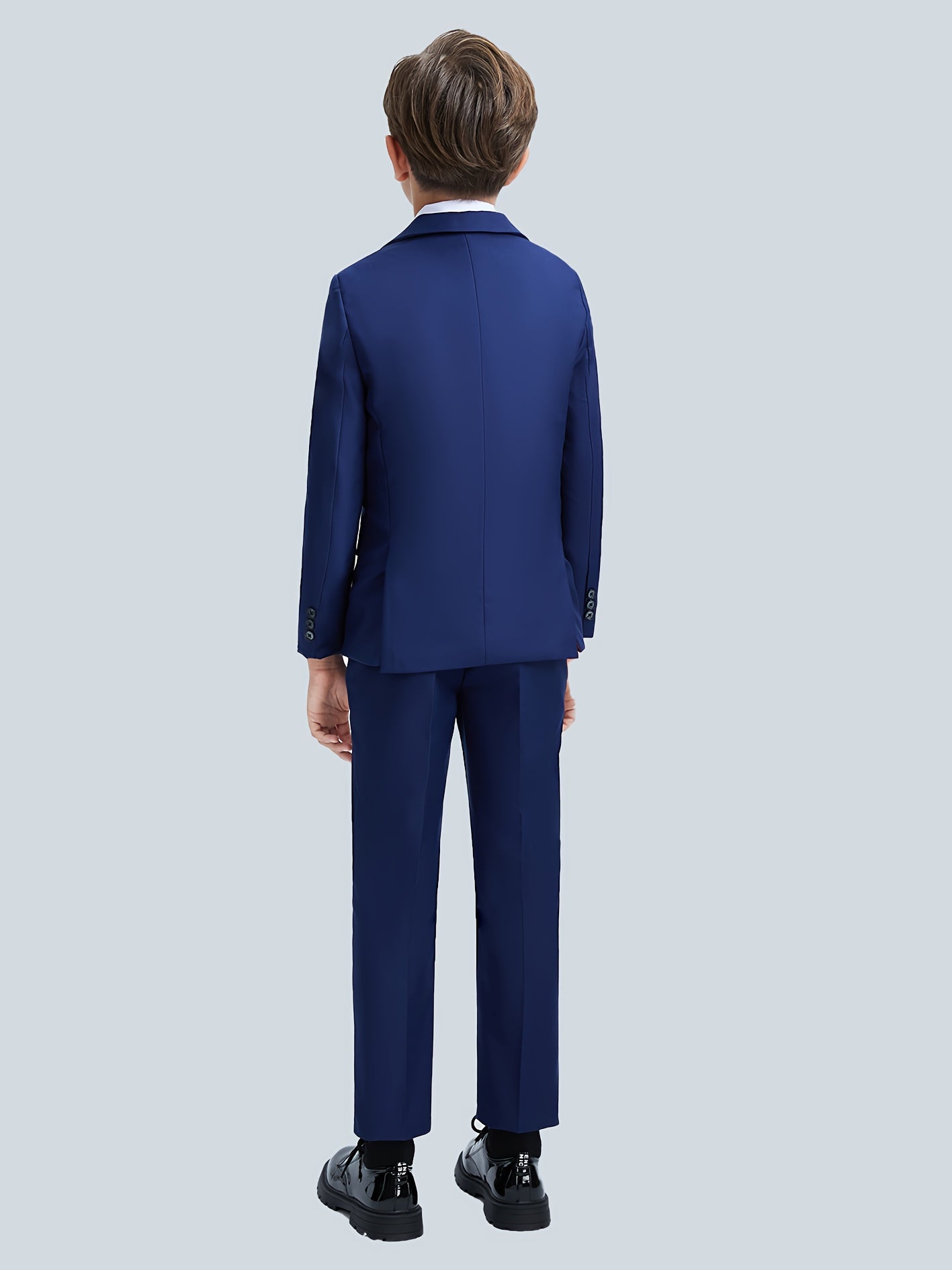 Mosedou Boys 4pcs Suit Set Blazer&Waistcoat&Pants&Tie 2-16Yrs Kids Formal Wear British Style Wedding & School Outfit Boys' Suits 4pcs Sets Teens Formal Suits for Vest&Tie Wedding Flower Boy Attire