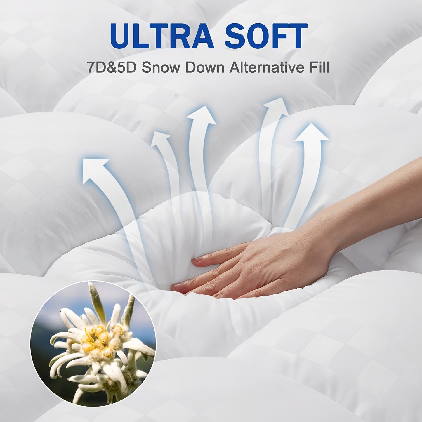 Extra Thick Quilted Mattress Topper - Soft White Stretches 8-21" Deep, Cooling Comfort Pad with Diamond Pattern for Bedroom & Guest Room