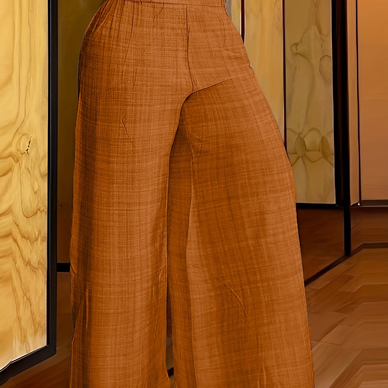 Elegant Solid Color Wide Leg Palazzo Pants - Comfortable Polyester Fabric, Machine Washable, Elastic-Free Waist, All-Season Wear - Womens Casual Regular Pants for Everyday Style