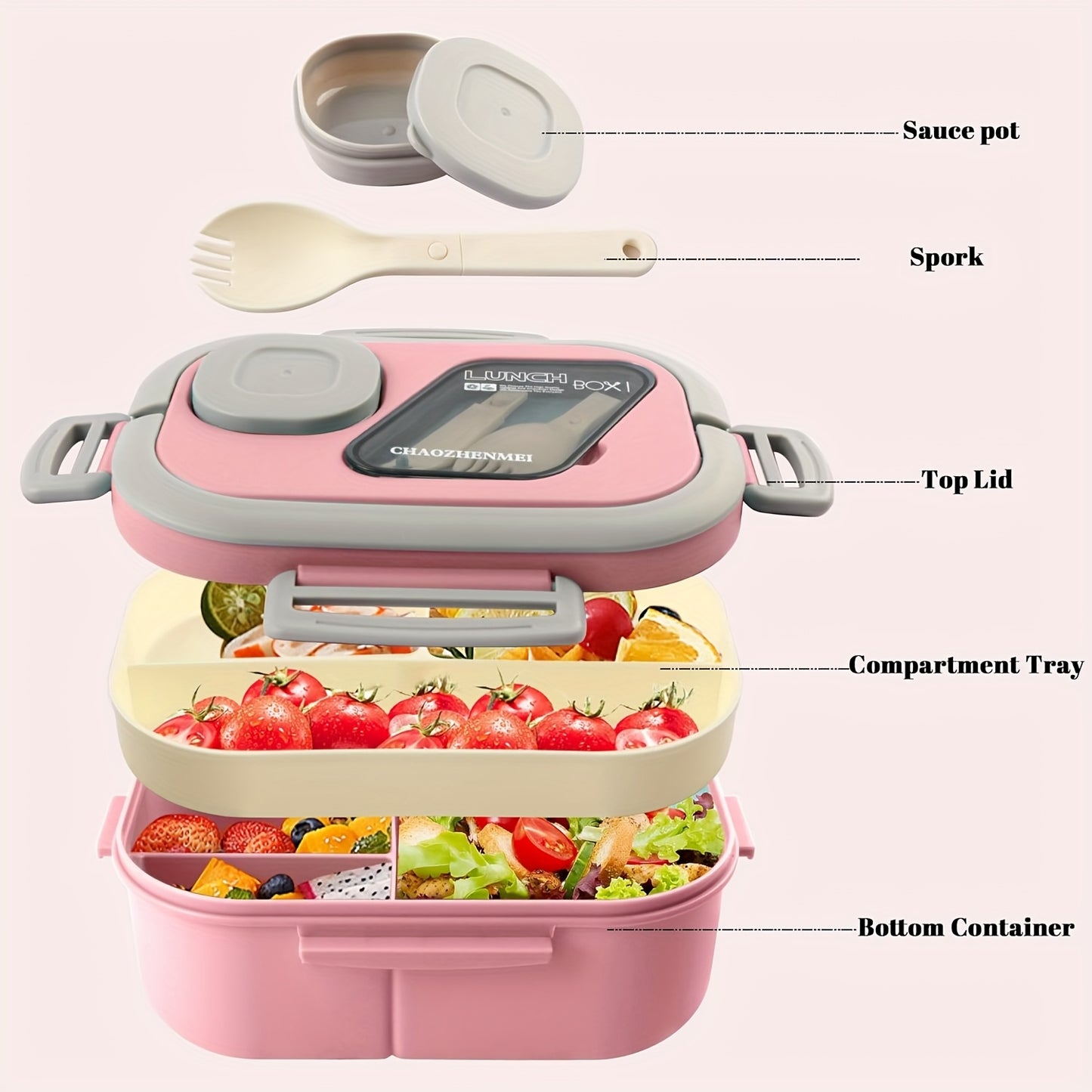 [Lunch Box Set/only Lunch Box][Local Warehouse]Halloween Gift-2-tier 6 Compartments Lunch Box Set. Bento Box For School, Office, Outdoor Picnic. |Food Storage Container|Kitchen Accessories|Bento Box With Lunch Bag|