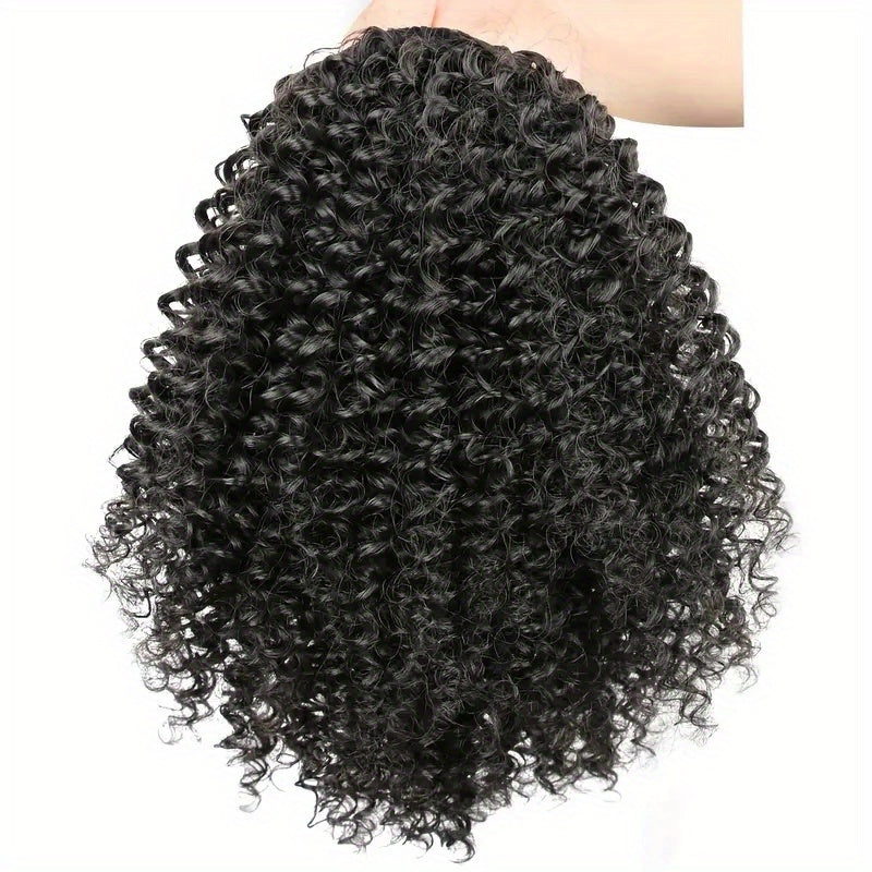 14 Inch Black Curly Ponytail Extension | Synthetic Curly Wave Ponytail with 2 Clips & Drawstring, Elegant Volume-Enhanced Hairpiece for Weddings, Parties, Photoshoots - Naturallooking Waves, Secure Attachment