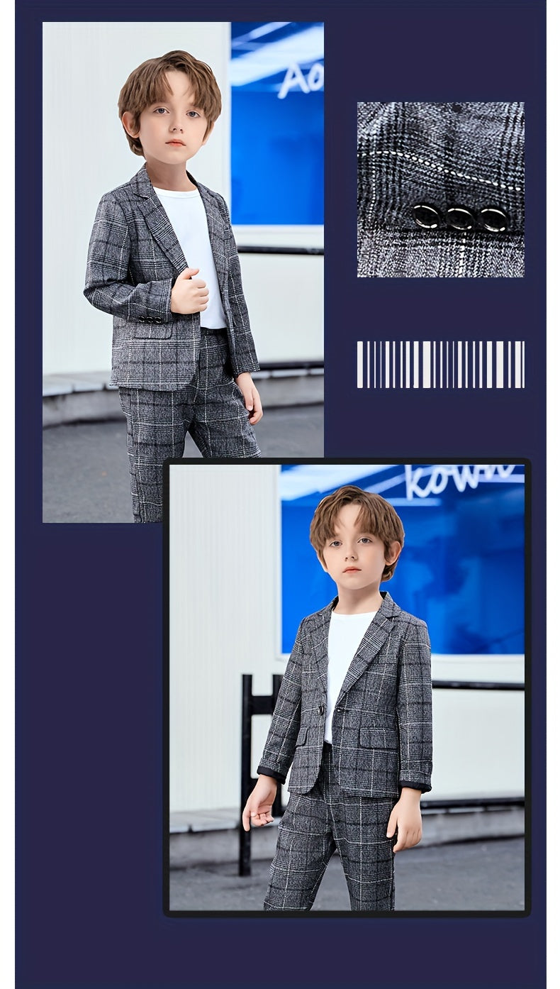 [Cool Boy Two-Piece Suit] New Style Cool Boy Two-Piece Suit Set | Children's Wedding Performance Outfit for Spring and Autumn Season