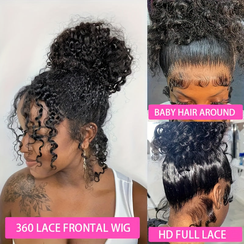 200 Density 360 Full Lace Front Human Hair Wig - 20/22/24 Inch Water Wave Curly Wig with Natural Look for Valentine's Day & Spring Festival, Unisex Design for All Ethnicities, Versatile Hair Wig | Side Part Wig | Wig Accessor