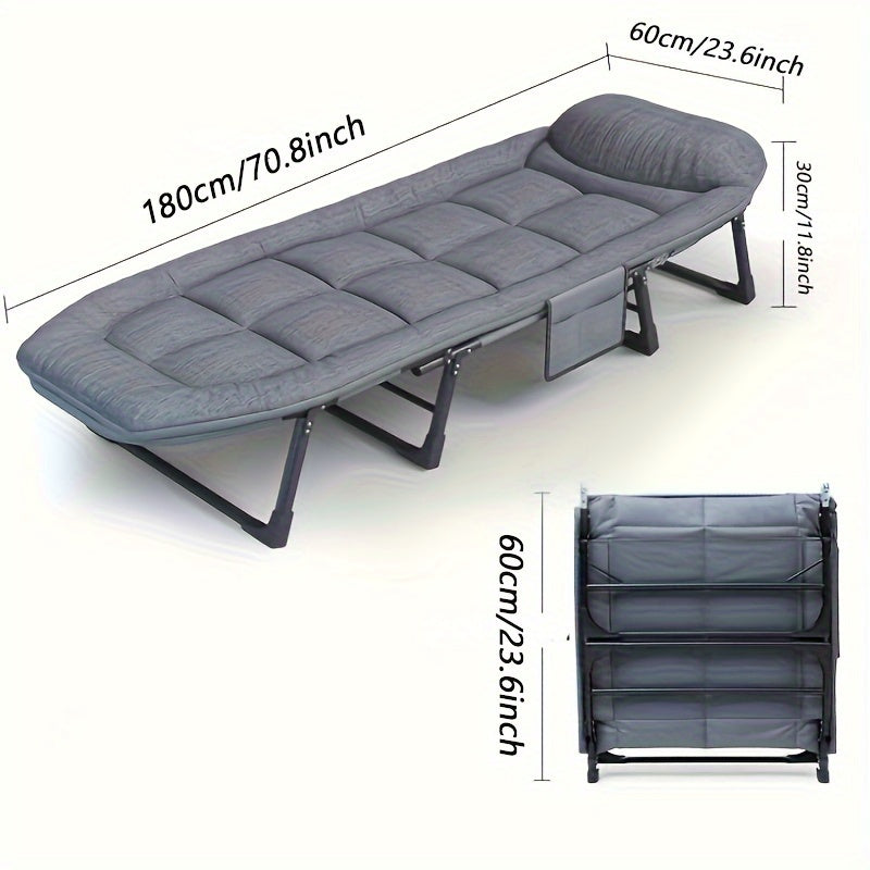 1-pack Courtyard Lounge Chair For Lunch Break Folding Bed Mattress All-in-one Single Artifact Simple And Portable Office Nap Multifunctional Lounge Chair A Must-have For Lazy People