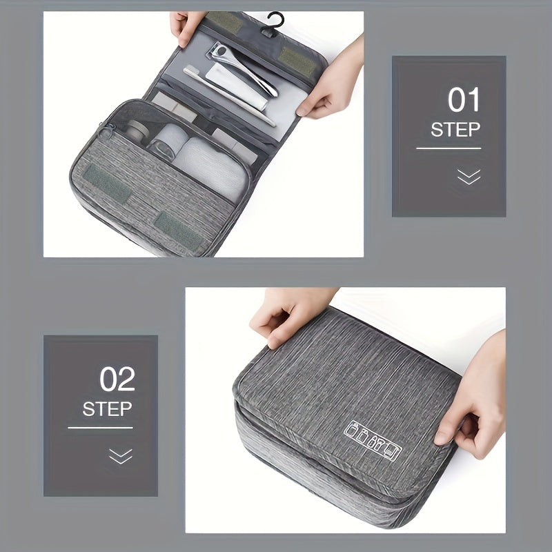 Large Capacity Travel & Business Makeup Organizer Bag - Durable Polyester, Wet & Dry Separation Design, Multiple Compartments for Cosmetics, Toiletries, And Accessories, Ideal for And Women, Travel Organizer|Sleek Organizer|D