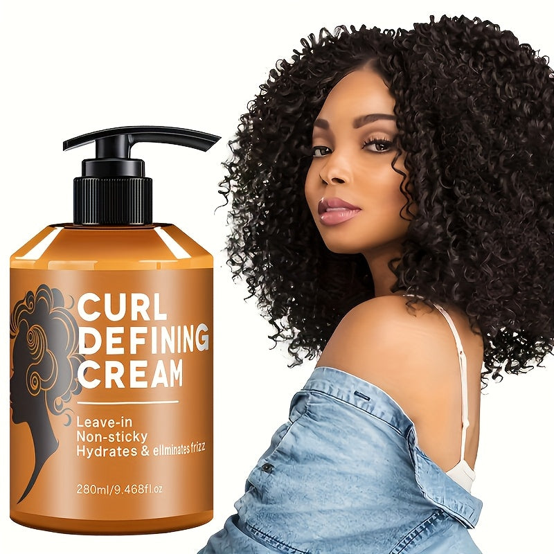 1 Bottle -Adult Curl Defining Cream, 9. 47oz - Moisturizing Hair Styling Paste with Argan Oil for Normal Hair, Long-Lasting Hold & Elasticity, Suitable for Wavy And Curly Textures, Frizz Control Haircare | Sleek Bottle Design
