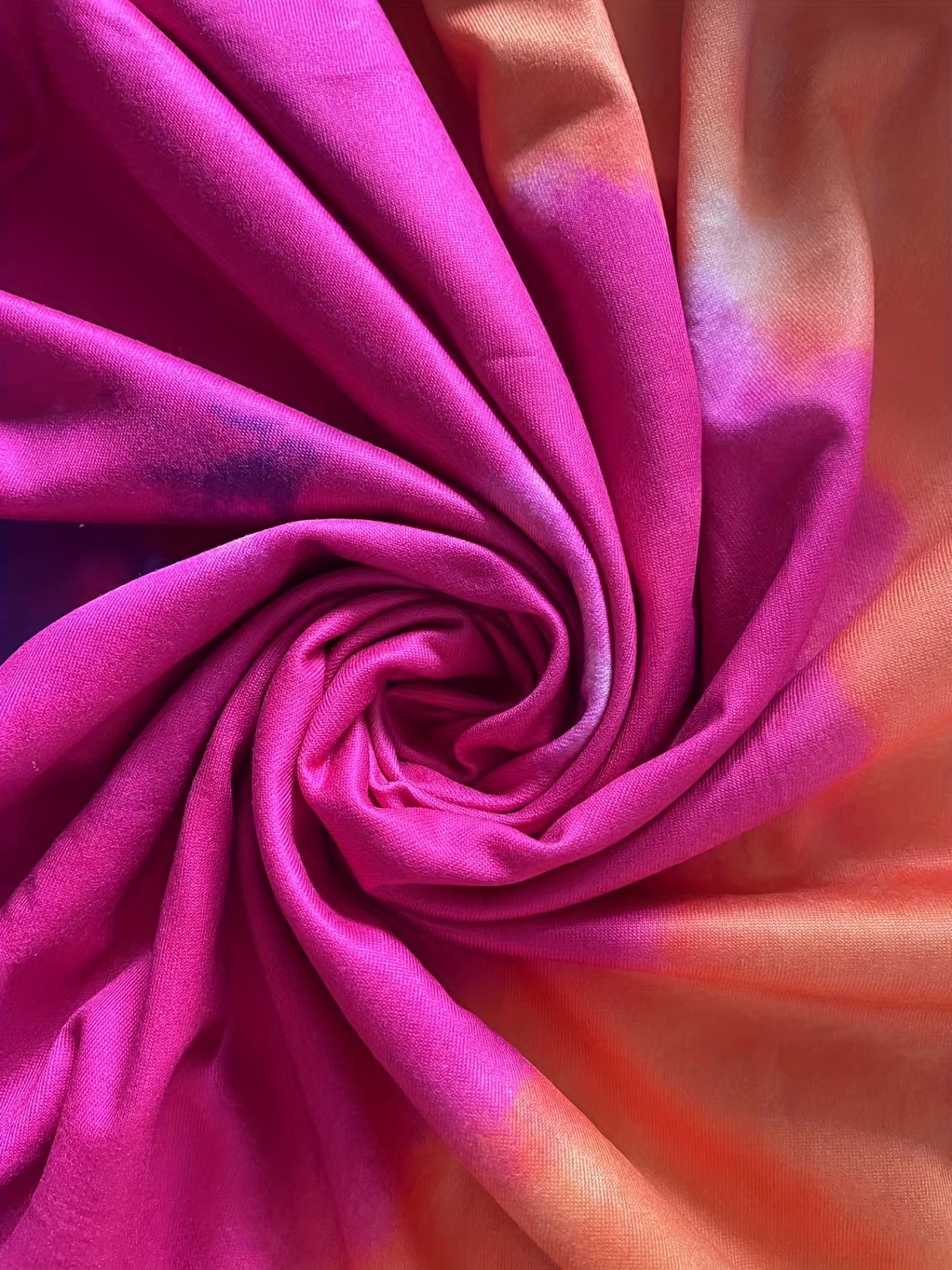 [Tie Dye Maxi Dress] Elegant Plus Size Maxi Dress | Women's Tie Dye Print Short Sleeve with Pocket, Medium Stretch Long Dress