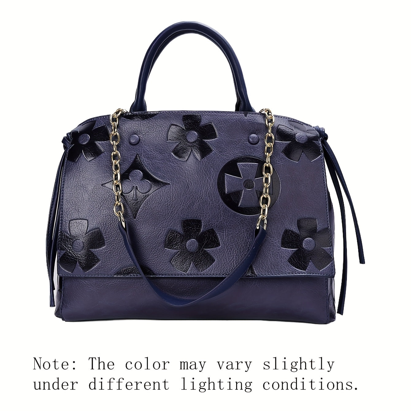 [Elegant Floral Tote Bag] IVKMIVK Women's Floral Embossed Tote Bag - Elegant Synthetic Faux Leather with Golden-Tone Hardware, Large Capacity, Perfect for Daily Commute, Office, and Travel | Floral Embossed Design | Office To