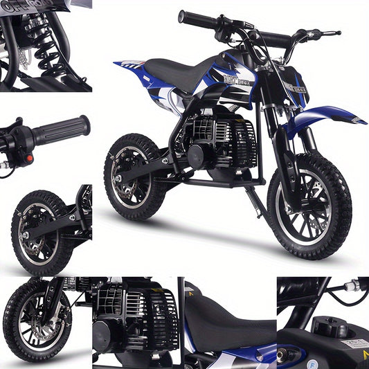 Mini 50CC Gas Dirt Bike, DB1 Model 2 Ride on Bike with Off-Road Tire, Shocks, Pull Start, Oil Mixed Required, Support Up to 130lbs, Top Speed: 20 Mph