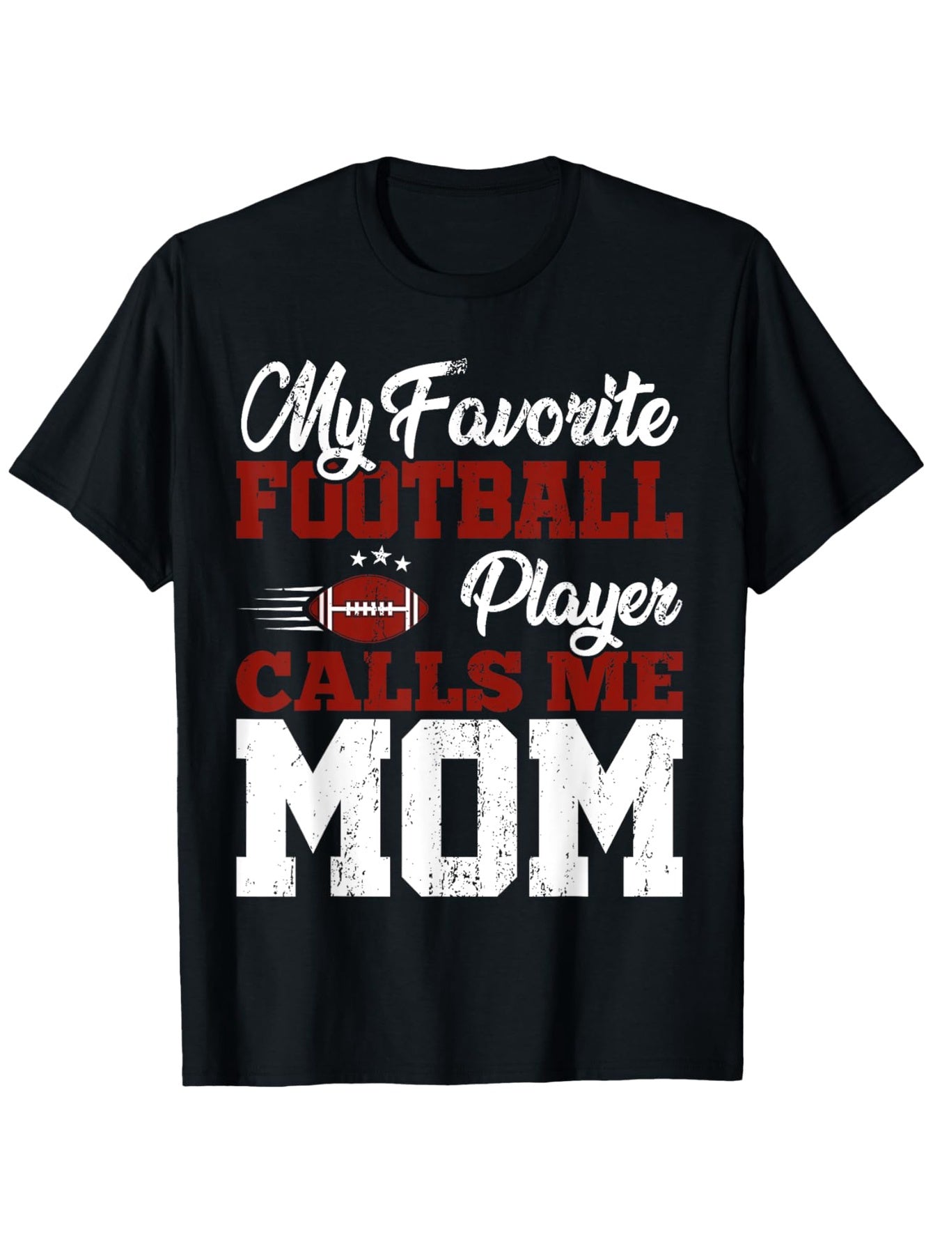 Mothers Day American Football Player Mom T-Shirt - "My Favorite Football Player Calls Me Mom" Graphic, 100% Cotton Comfort Fit Crew Neck Tee, Slightly Elastic Casual Summer Top for Women, Sizes S-XXXL, Football Mom Shirt