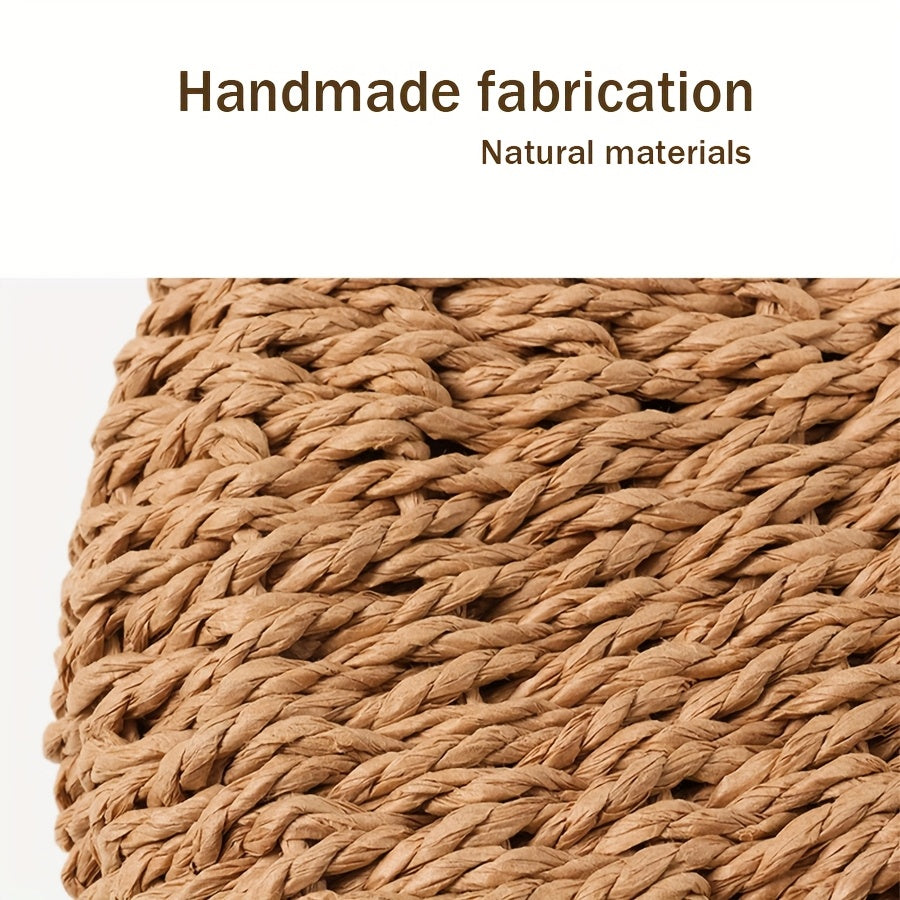 3pcs Women'S Beach Fashion Set, Sun Hat, Beach Hat, Beach Bag, Handbag, Earrings, Ear Jewelry, Women's, Suitable For Outdoor Beach Travel Scenarios.