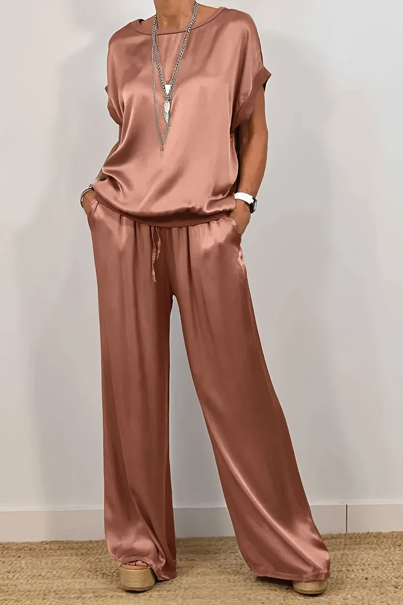 [Trendy Casual Set] Trendy Casual Set: Spring/Summer Loose Shirt & Wide Leg Pants