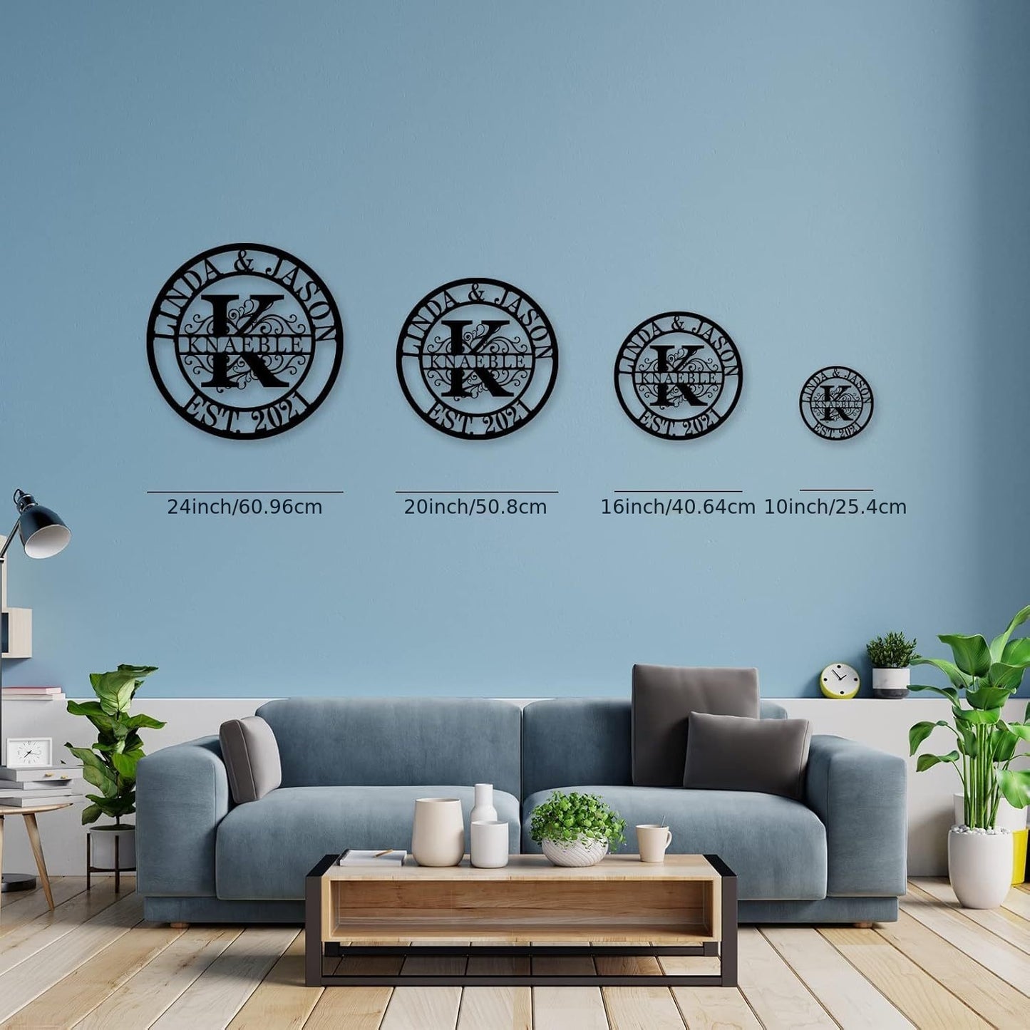 [Personalized Metal Wall Plaque] Personalized Family Name & Year Metal Wall Plaque - Custom Initials and Establishment Date Engraving - Heavy-Duty Rustproof Metal Decor - No Wiring Needed - Elegant Home Office, Living Room, B