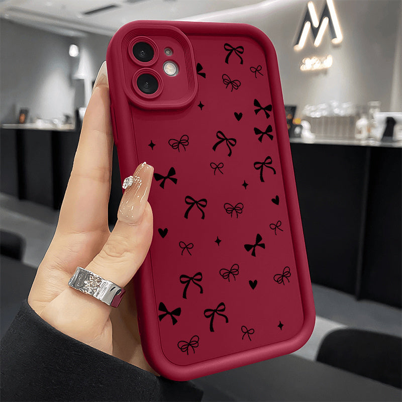 [Shockproof iPhone Case] iPhone Case | Heart Star Bowknot Pattern Shockproof Silicone TPU Bumper Drop Protection Cellphone Cover for 16 Pro Max 15 Plus 14 13 12 11 XR XS, Gift for Girls and Women