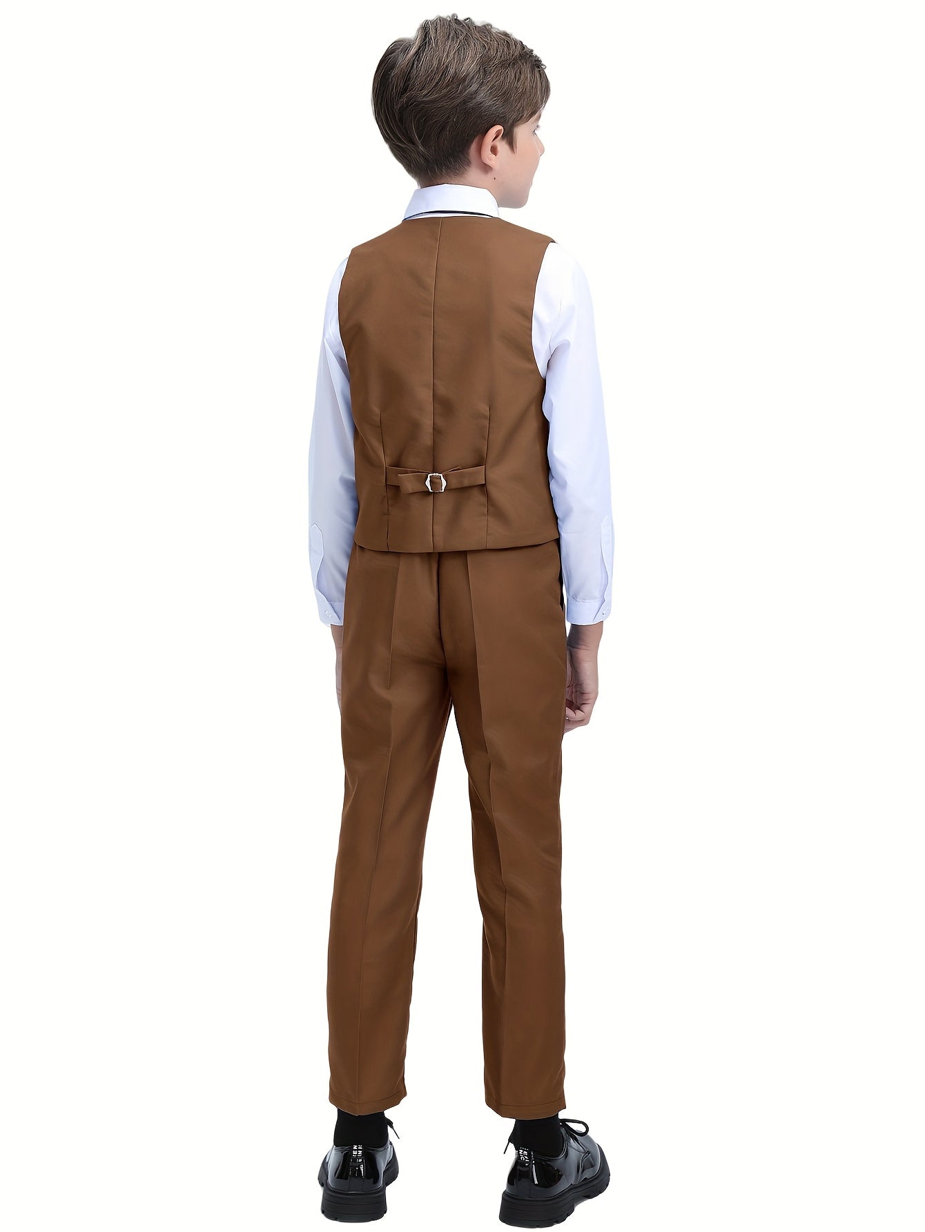 Boys' 3-Piece Suit Set: Slim-Fit Solid Green Jacket, Vest & Pants with Pockets - All-Season Formal Party Wear, Long Sleeve, Regular Sleeve Design, Formal Attire for Boys, Party Attire, Classic Lapel Collar, Durable Fabric