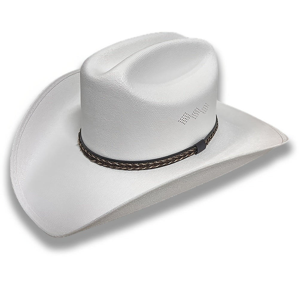 Western Style Pinch Front Straw Canvas Cowboy Cowgirl Straw Hat, Western Cowboy & Cowgirl Hat Pinch Front Wide Brim Style, for Your/Girlfriend Gift for Women