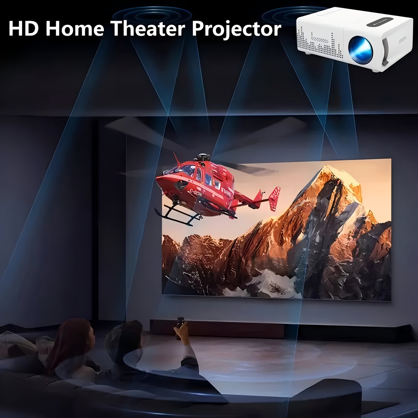 Mini Portable Projector LED | 3000+ Lumens | Built-in Audio And Remote Control | Support 1080P Video | Compatible With Multiple Device Interfaces | For Home Theater