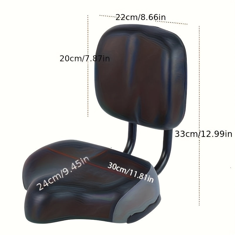 Universal Comfort Wide Bike Saddle - Black Synthetic Leather, Soft Sponge Cushion, Ideal for Festive Rides