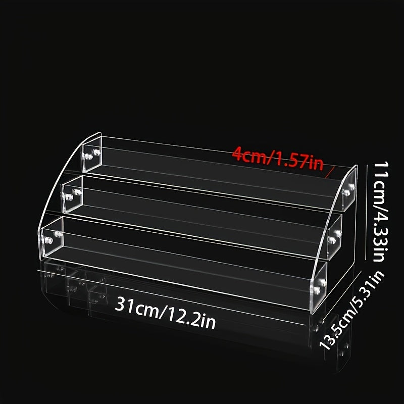 1pc Boho Style Clear Acrylic Display Stand, Multi-Tier Cosmetic Organizer for Nail Polish, Lipstick, Perfume - Durable Plastic, No Power Needed
