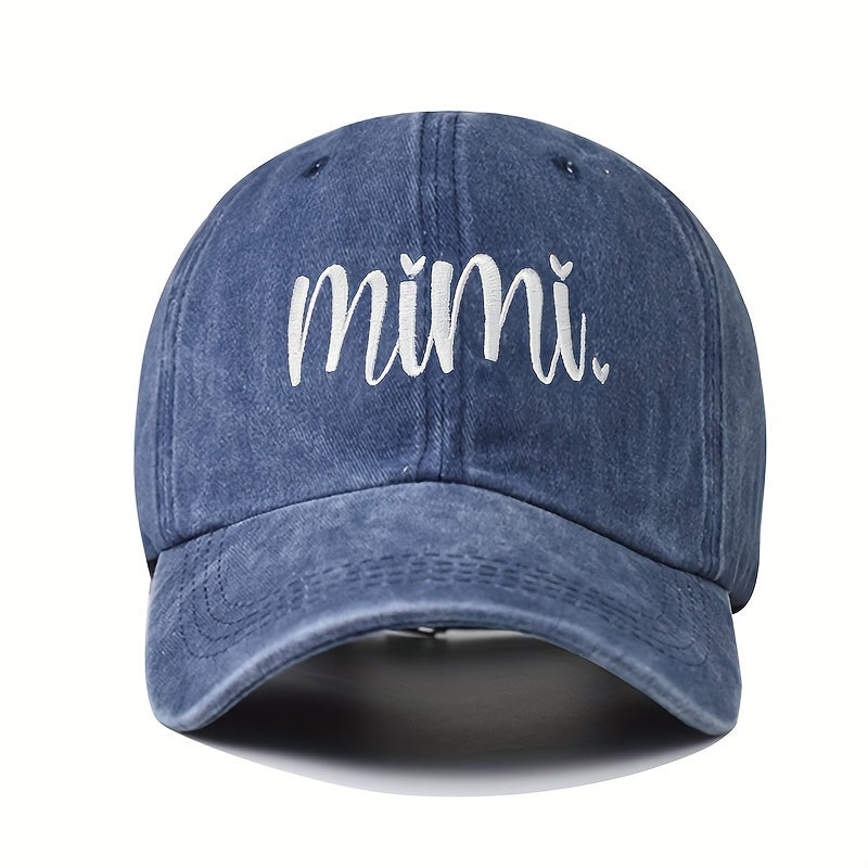 1 Unisex Y2K Style Embroidered MIMI Washed Baseball Cap for Outdoor Sports and Daily Commuting