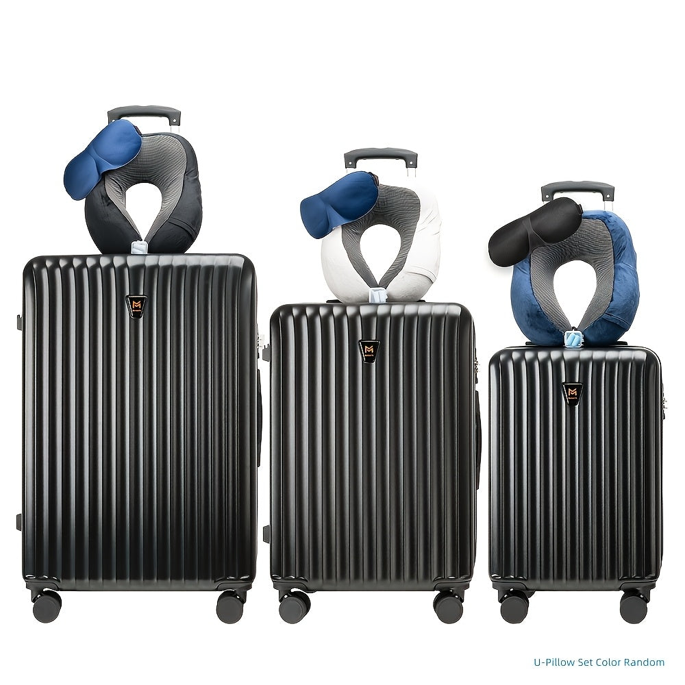 3pcss Luggage Set-Durable Hard Shell Suitcase Set With Double Spinner Wheels, Large Capacity, Includes 3pcs U-Shaped Travel Pillow Set, Ideal For Business Trips And Family Vacations, Perfect For Friends & Loved Ones