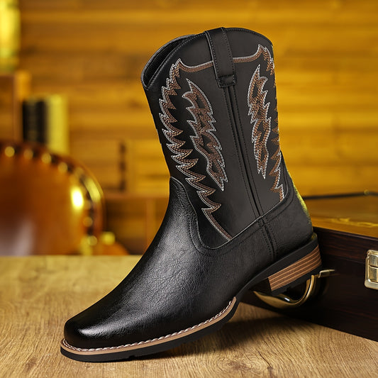 Western Cowboy Men's High Top Embroidered Boots