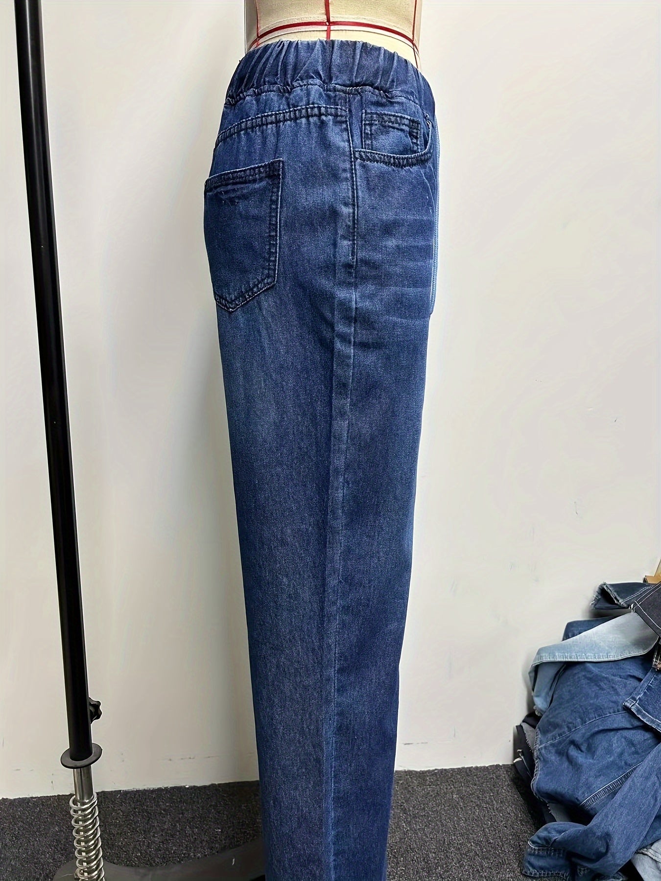 [Lightweight Denim Jeans] YIWEIDI Women's Lightweight Non-Stretch Wide Leg Denim Jeans | Casual Loose Fit, Drawstring Elastic Waist, Light Blue Washed, Perfect for Spring/Summer/Fall