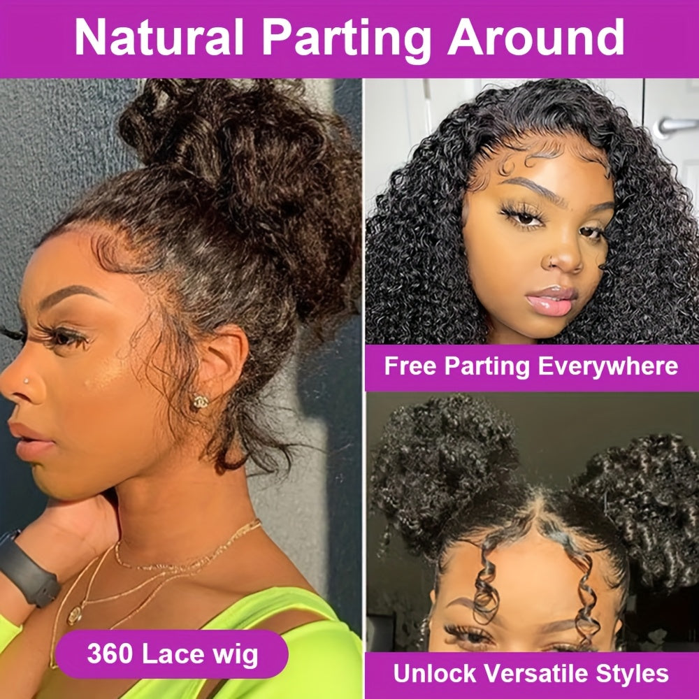 200 Density 360 Full Lace Front Human Hair Wig - 20/22/24 Inch Water Wave Curly Wig with Natural Look for Valentine's Day & Spring Festival, Unisex Design for All Ethnicities, Versatile Hair Wig | Side Part Wig | Wig Accessor