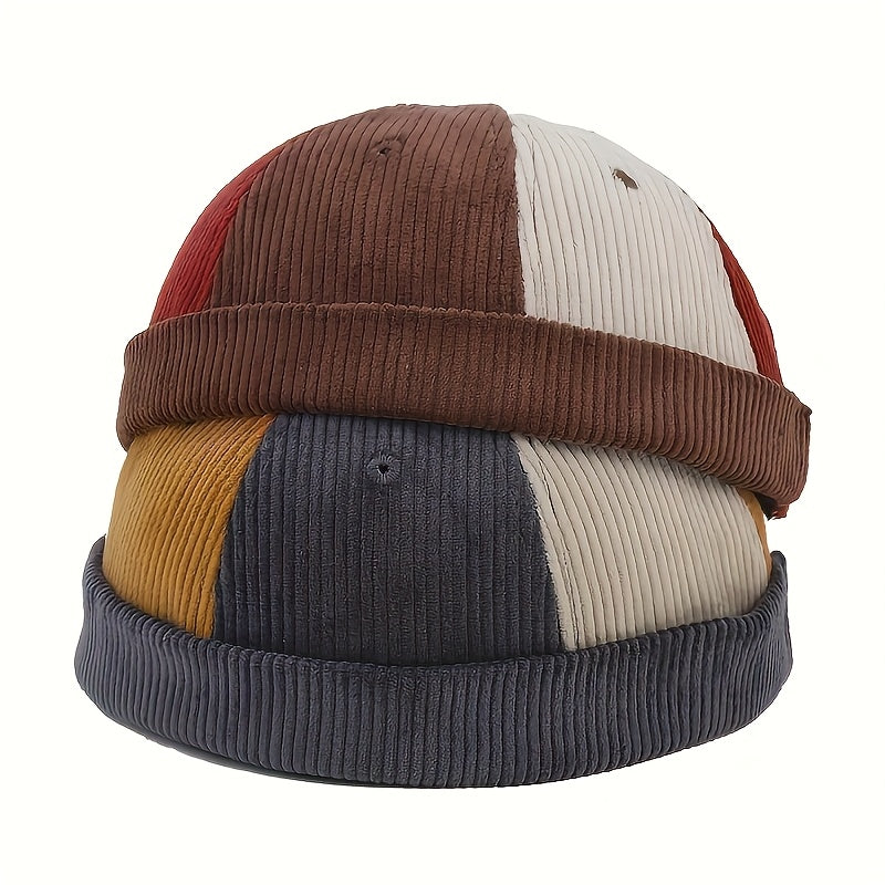 1pc Corduroy Peasant Hat Four Seasons Brimless Hat
